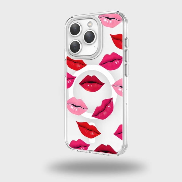 Caseco Étui Transparent MagSafe pour iPhone 15 Pro à Motif Lèvres