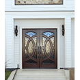 thumbnail image 3 of 72" x 80" Environment Damage Resistant Polyurethane Composite Exterior Entry House Front Door, Openable Tempered Rain Glass Window, Right-Hand Double Door Inward Swing Dark Walnut AR06A, 3 of 8