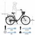 thumbnail image 5 of iYofe 26 inch Womens Bike, 7 Speed Hybrid Bike for Adult Teen w/ Basket and Backseat, Beach Cruiser Bike, City Comfort Commuter Bicycle for Ladies, V Brakes, 85% Assembled, Blue, 5 of 5