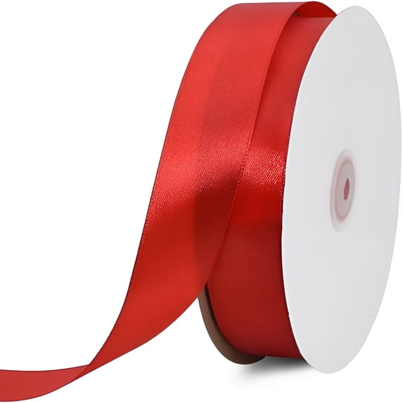 TUWAFE 1 Inch X 100Yds Red Satin Ribbon,Thin Solid Color Valentine Ribbon for Gift Wrapping,Crafts,Hair Bows Making,Wedding Party Decoration,Sewing,Invitation Cards,Floral Bouquets,Christmas