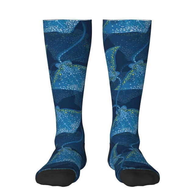Fotbe Stingray Calcetas Divertidas Estampadas para Hombre y Mujer, Calcetas de Algodón hasta la Rodilla para Caminar, Correr, Enfermería y Embarazo
