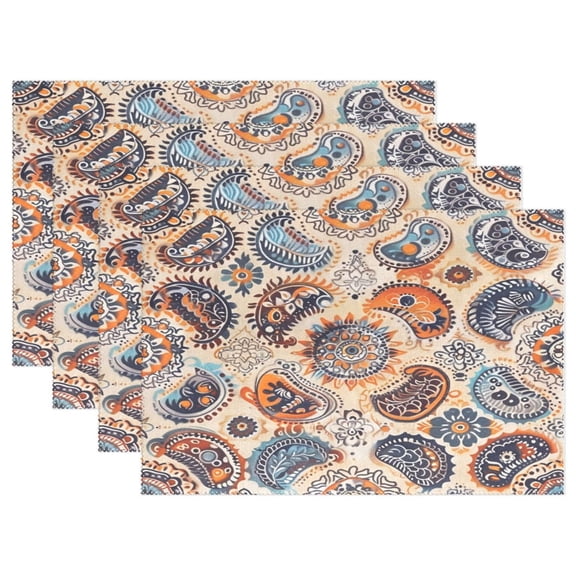 Ryvnso Placemats Set of 4 Boho Ethnic Bohemian Indian Mandala Dining Mats Heat-Resistant Non-Slip Washable Table Mat
