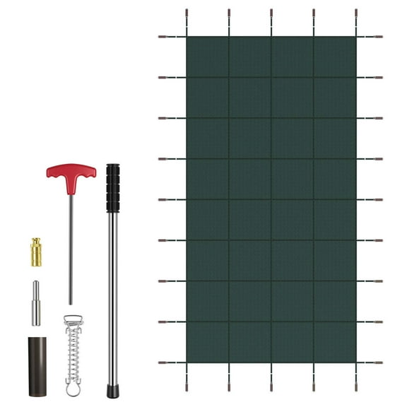 Costway Winter Swimming Leaf Pool Cover Safety Pool Cover for Pool Size: 40 X 20 FT Green