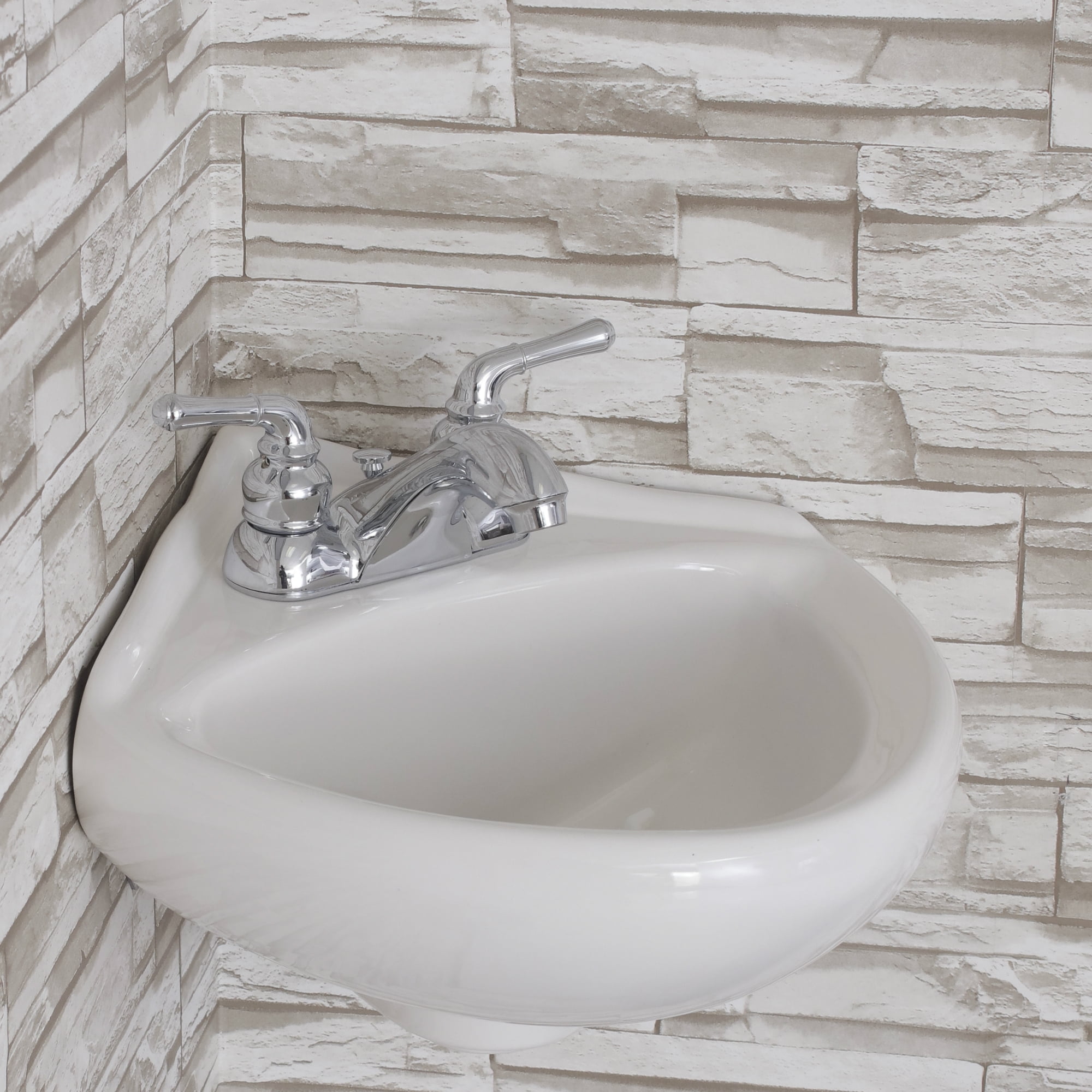 14.25'' ceramic corner wall mount bathroom sink