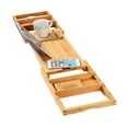 thumbnail image 1 of Bathtub Tray Caddy, Expandable Bath Tray, Bamboo Bath Table with Reading Rack, Slide-in Glass Holder and Phone Holder, 1 of 8