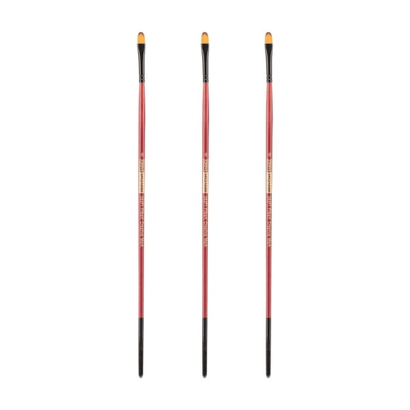 Creative Mark Ebony Splendor Long-Handled Synthetic Sable Paint Brush, Filbert # 6, Pack of 3, Teijin Multi-Filament Hair, Handcrafted Synthetic Paint Brushes for Acrylic, Watercolor Painting and More