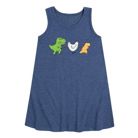 

Instant Message - Dinosaur - T-Rex + Chicken = Dinosaur Nugget - Toddler & Youth Girls A-line Dress