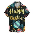 thumbnail image 3 of DDAPJ pyju Easter Mens Hawaiian Shirt Funny Bunny Print Button Down Shirts Short Sleeve Novelty Holiday Party Shirt Lightning Sales of The Day Black XXXL, 3 of 6