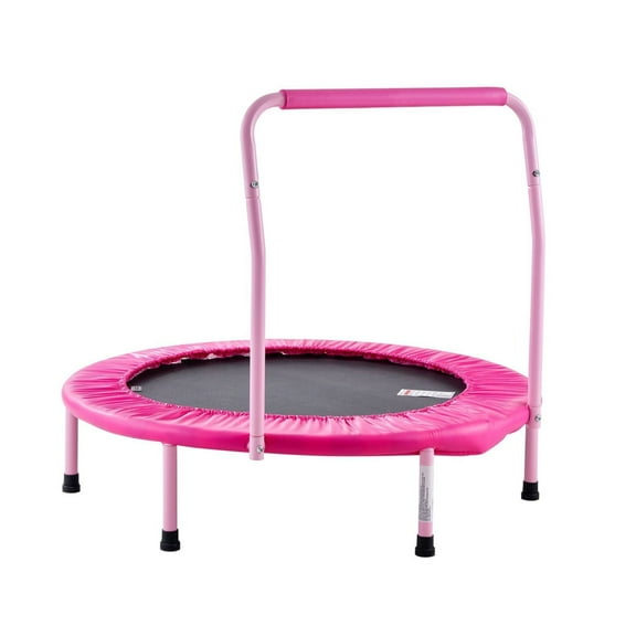 36" Kids Trampoline, Foldable Mini Trampoline with Handle - Indoor Outdoor Rebounder for Toddlers 3 - Pink Birthday Gift for Boys & Girls