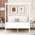 thumbnail image 3 of Harper & Bright Designs Queen Size Platform Bed with 4 Canopy Columns, Wood Canopy Platform Bed Frame with Headboard and Footboard, White, 3 of 10