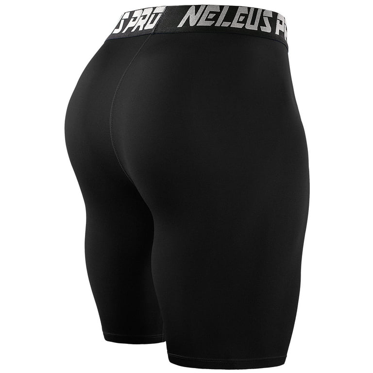 NELEUS Men's Performance Compression Shorts Athletic Workout Underwear 3  Pack,Black,US Size 3XL