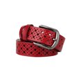 thumbnail image 3 of INSPIRE CHIC Unisex Hollow Leather Belts Rectangle Pattern Width 1 1/4' Red 115cm, 3 of 6