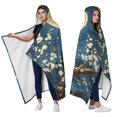 thumbnail image 2 of Blossom Branch Cat Wearable Blanket Hoodies for Women Men Adults Cat Lovers Cozy Warm Full Moon Floral Cats Hooded Blankets for Home Travel Decor 50x60 Inch, 2 of 5
