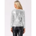 thumbnail image 3 of DARING DIVA Women's Sequin Round Neck Party Sparkly Tops M Silver, 3 of 6