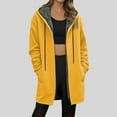 thumbnail image 2 of Karoyedx Oversized Hoodies for Women Long Hoodies For Women Zip Up Hoodie Trendy Casual Oversized Fleece Tunic Sweatshirts Fall Winter Jacket Coat Yellow Size,2XL, 2 of 5