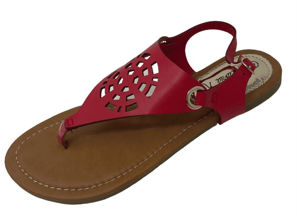 Victoria K Women's Diamond Cut Out Back With Rhinestone Buckle Embellished Sandals