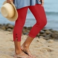 thumbnail image 2 of Seffadzy Women's Capris Leggings High Waisted Split Hem Stretchy Tummy Control Pockets Solid Color Workout Fitness Yoga Pants Red S, 2 of 6