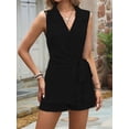 thumbnail image 6 of Women Dressy Summer Outfits Wrap V Neck Blazer Vest Shorts Two Piece Sets Business Casual Outfits, 6 of 8