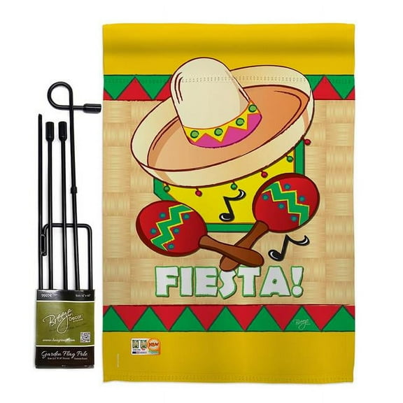 Breeze Decor BD-SW-GS-115026-IP-BO-D-US02-BD 13 x 18.5 in. Fiesta Country & Primitive Southwest Impressions Decorative Vertical Double Sided Garden Flag Set with Banner Pole