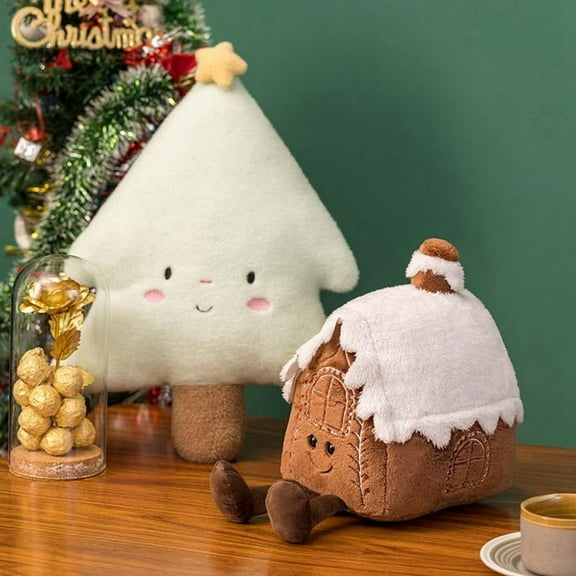 Christmas New Plush Pillow Stuffed Chocolate Cookie House Shape Decor Cushion Cute k3530