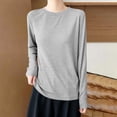 thumbnail image 2 of yillto Women Long Sleeve Shirts Basic Crewneck Lightweight Tees Solid Color Casual Loose Tshirts Tops, 2 of 5