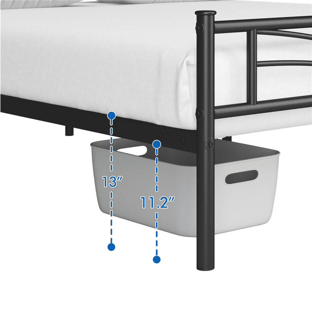 Easyfashion Skylar Cloud-Inspired Design Metal Bed, Queen, Black