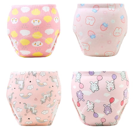 4 Pack Toddler Potty Training Pants - Washable Cotton Soft Absorbent Underwear for Boys & Girls