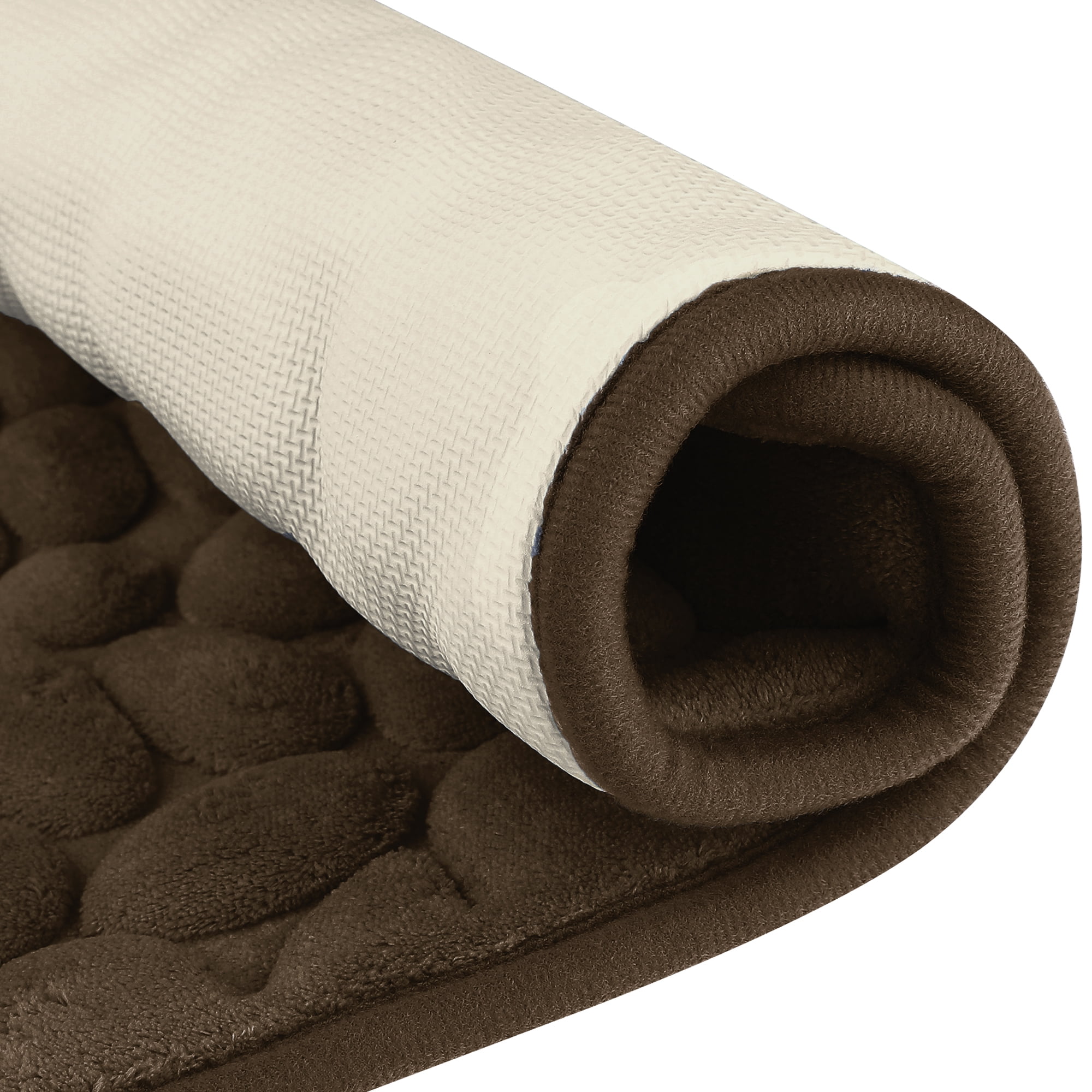 Unique Bargains Memory Foam Soft Bath Mat Quick Dry Bath Carpet Rug Brown 16"x24"