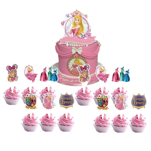 Sleeping Princess Cake Topper CupcakeS Set Birthday Party Supplies Decoration Decor Kit