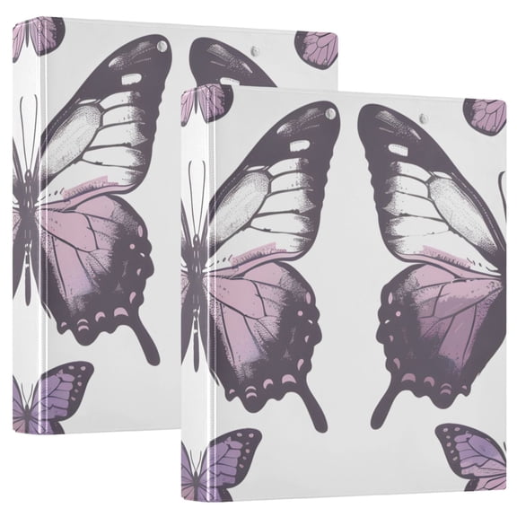 Purple Butterfly Hardcover 3 Ring Binder 1.5 inch Round Rings with Interior Pockets Binders Organizer Office School 1 Pack