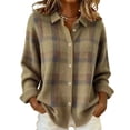 thumbnail image 4 of JUUNthy Womens Cardigan Tops, Lapel Collar Long Sleeve Plaid Knit Button Down Casual Sweater Outerwear Red L, 4 of 15