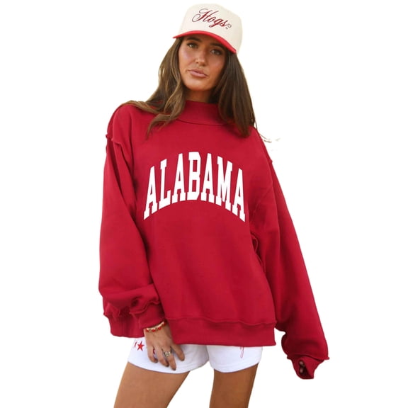 ZhiHiMeRi Women's Alabama Mock Neck Sweatshirt, Casual Baggy Pullover XL