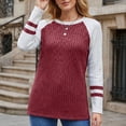 thumbnail image 5 of hotojiny Long Sleeve Shirts for Women Lightweight Sweaters Fall Outfits Color Block Winter Clothing Dressy Casual Pullover(Wine,X-Large), 5 of 7