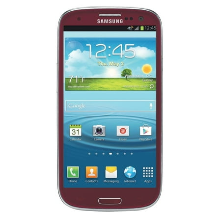 Samsung S3 I747 4G LTE AT&T Unlocked Red Phone - 8MP Rear Camera, 1.9MP Front Camera, 16GB Memory, 2GB RAM, HTML Browser
