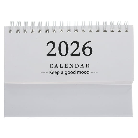 TABLZONE 2026 Small Standing Desk Calendar White Foldable Design for Office Use Daily Planning and Scheduling Organizer