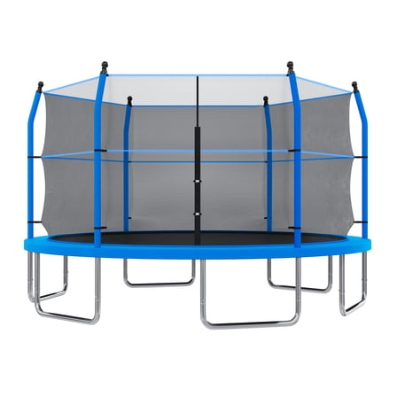 EUROCO 14FT Trampoline for Adults and Kids, Outdoor Trampoline with Ladder and Enclosure Net, 1200LBS Weight Capacity Round Trampoline for Backyard