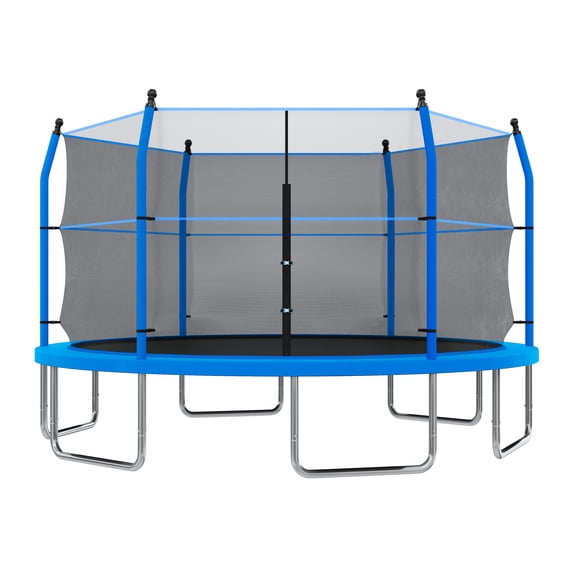 EUROCO 14FT Trampoline for Adults and Kids, Outdoor Trampoline with Ladder and Enclosure Net, 1200LBS Weight Capacity Round Trampoline for Backyard