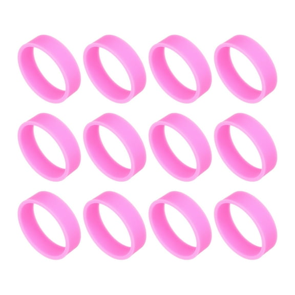 12Pcs Silicone Rubber Bands,20mm/0.8inch Rubber Bands Rings Cable Ties for Cord Wrapping Bag Wraps, Pink