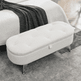 thumbnail image 1 of KOSSMAI Banc de Rangement Capitonné avec Pieds en Métal pour Salon Chambre Bureau Entrée Blanc, 1 of 6