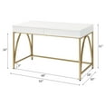 thumbnail image 7 of ACME Lightmane Writing Desk in White High Gloss and Gold, 7 of 7