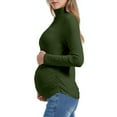 thumbnail image 3 of Diufon Maternity Long Sleeve Shirts Mock Neck Pregnancy Pullover Tops Lightweight Side Ruched Basic Blouse, 3 of 11