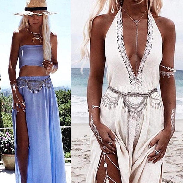 Waist chain beach belly body chains fashion jewelry nightclub accessory Amazon.com: Aneneiceera Boho Rhinestones Chain Belly Waist  main image 2
