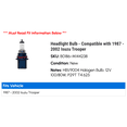 thumbnail image 2 of Headlight Bulb - Compatible with 1987 - 2002 Isuzu Trooper 1988 1989 1990 1991 1992 1993 1994 1995 1996 1997 1998 1999 2000 2001, 2 of 2