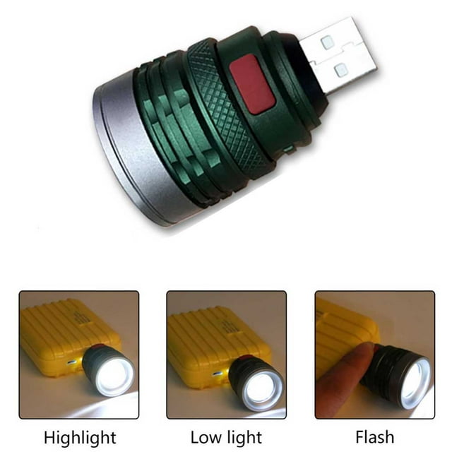 Langgg USB Flashlight Portable Emergency Zoomable Torch Cordless Work Lighting Lamp Pocket Lantern Inspection Fill Light White Light Purple Light