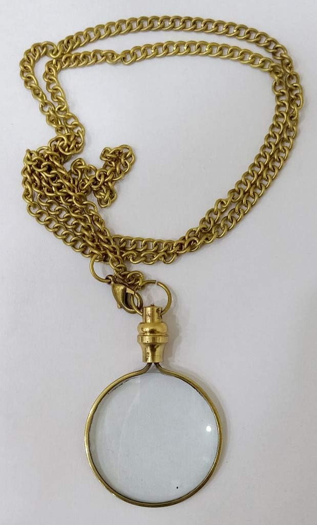 Brass Magnifier Locket Zoom Necklace Style Magnifying Glass Gift Item Rustic Vintage Home Decor Gifts