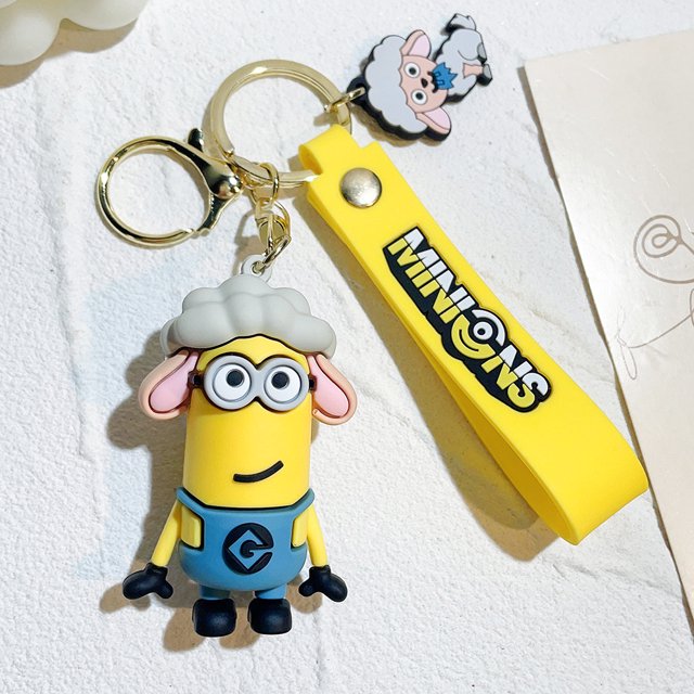 Llavero Kawaii de Minions, modelo de juguetes de dibujos animados, colgante de silicona, accesorios de llavero de mochila de coche del zodiaco chino, Cosplay