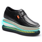 GOG Mens Black Leather Casual Heel Support Shoes
