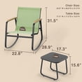 thumbnail image 2 of Noelse 3 Piece Outdoor Textilene Rocking Bistro Set, Patio Furniture Set with Heat-Resistant Armrests and Coffee Table for Porch, Balcony, Green, 2 of 9