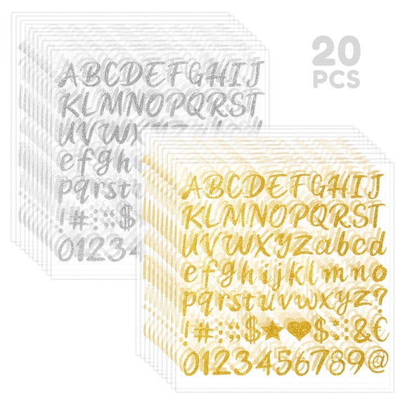 Glitter Letter Stickers 20 Sheets 1520 pcs, 1 inch Alphabet Stickers Vinyl for Graduation Cap Scrapbooking Water Bottles DIY Crafts Signs