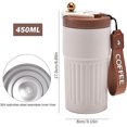 thumbnail image 4 of Flask with Temperature Display Thermal Flask Travel Coffee Cup 450ML Portable Insulated Coffee Cup Stainless Steel Thermal Travel Mug Leakproof Therma, 4 of 5